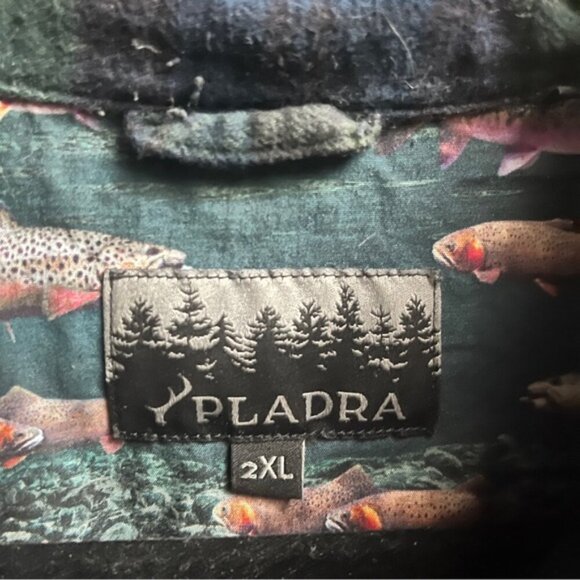 Pladra cotton green blue plaid flannel button up shirt Sz 2X - Picture 8 of 12
